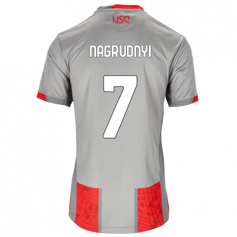 Danxen Mujer Camiseta Vladyslav Nagrudnyi #7 Rojo Gris 1ª Equipación 2025/26 La Camisa
