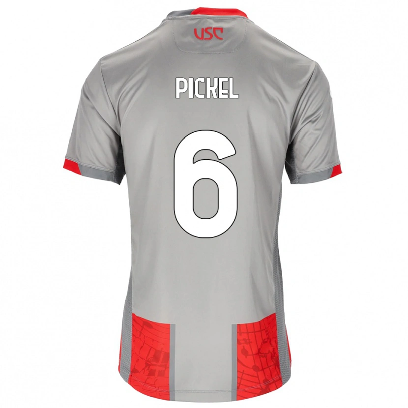 Danxen Mujer Camiseta Charles Pickel #6 Rojo Gris 1ª Equipación 2025/26 La Camisa