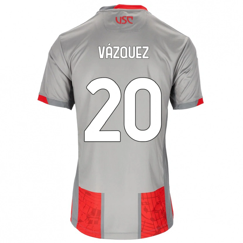 Danxen Mujer Camiseta Franco Vázquez #20 Rojo Gris 1ª Equipación 2025/26 La Camisa
