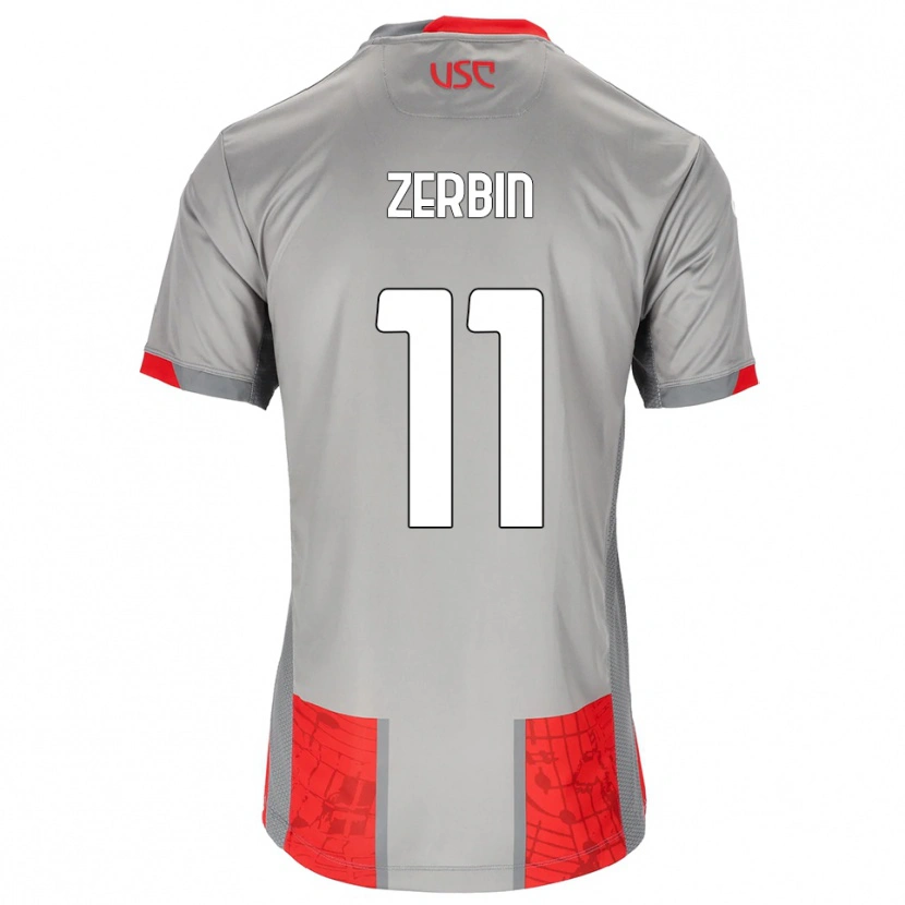 Danxen Mujer Camiseta Alessio Zerbin #11 Rojo Gris 1ª Equipación 2025/26 La Camisa
