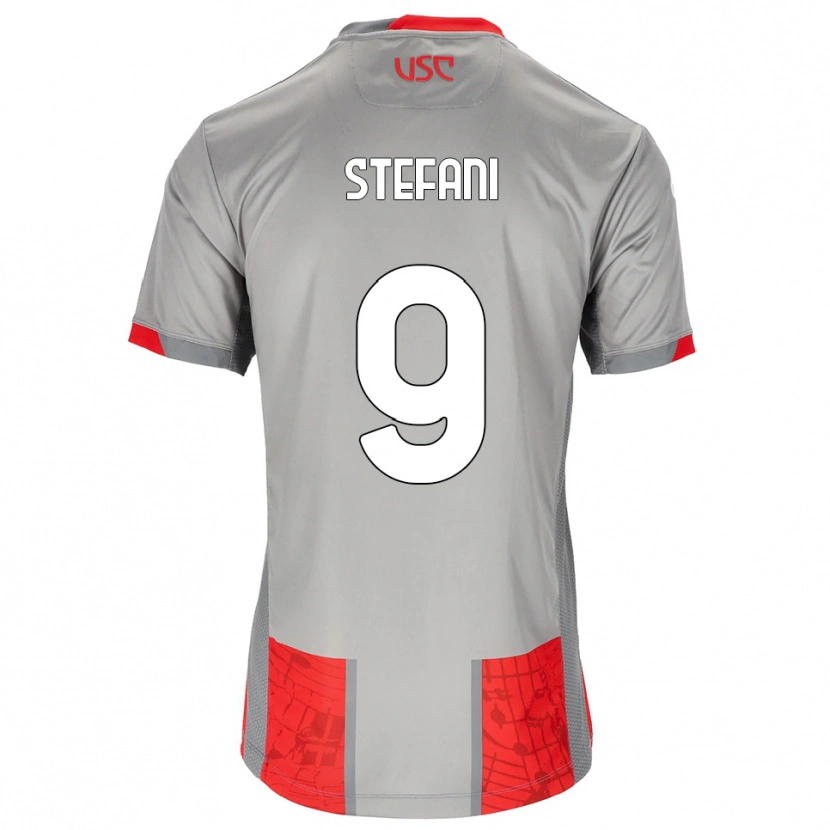 Danxen Mujer Camiseta Christian Stefani #9 Rojo Gris 1ª Equipación 2025/26 La Camisa