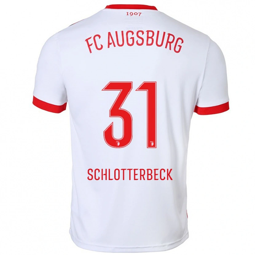 Danxen Mujer Camiseta Keven Schlotterbeck #31 Blanco Rojo 1ª Equipación 2025/26 La Camisa