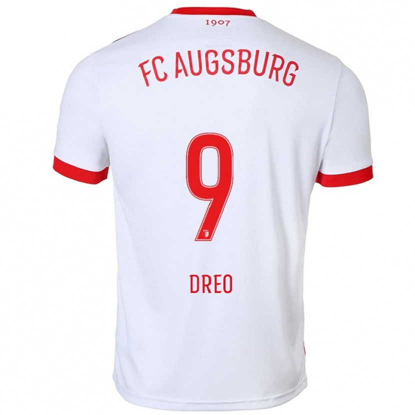 Danxen Mujer Camiseta David Dreo #9 Blanco Rojo 1ª Equipación 2025/26 La Camisa