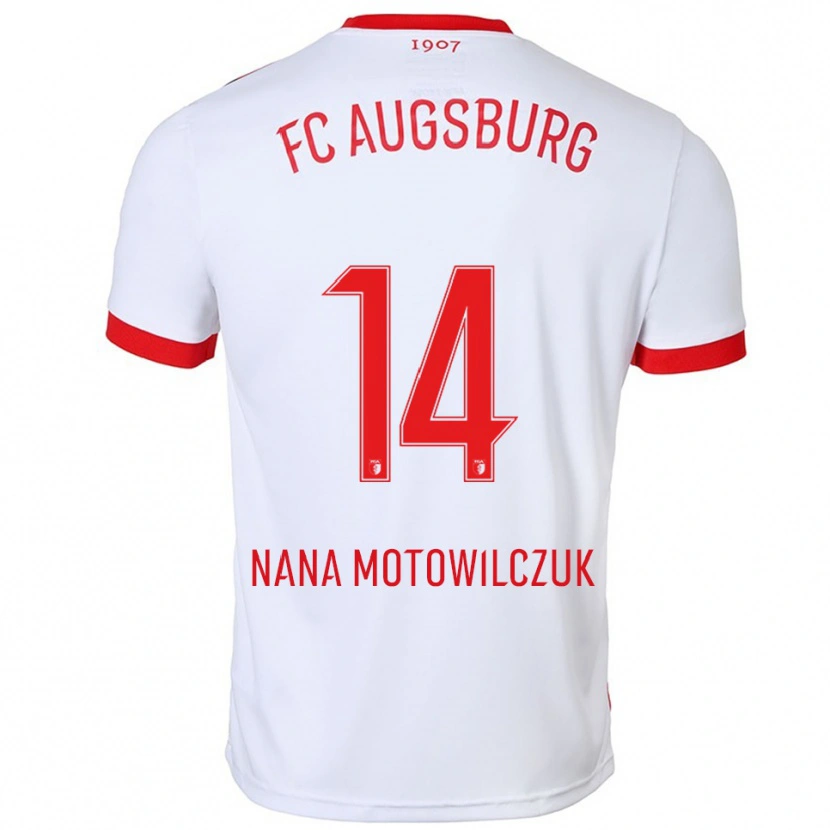 Danxen Mujer Camiseta Kevin Nana Motowilczuk #14 Blanco Rojo 1ª Equipación 2025/26 La Camisa