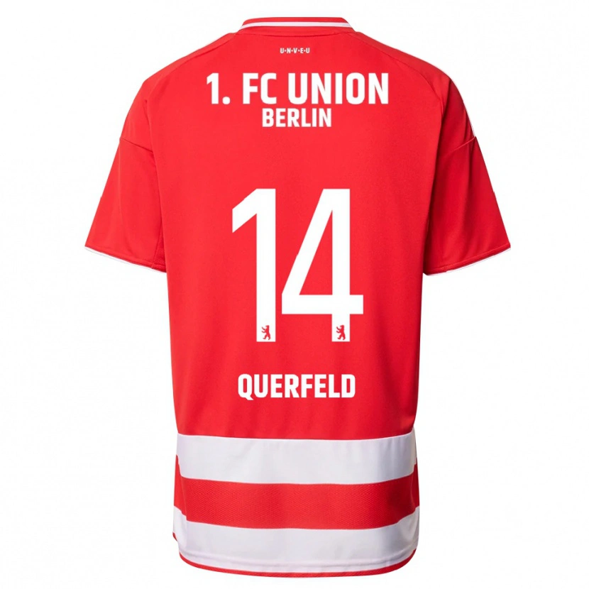 Danxen Mujer Camiseta Leopold Querfeld #14 Rojo Blanco 1ª Equipación 2025/26 La Camisa