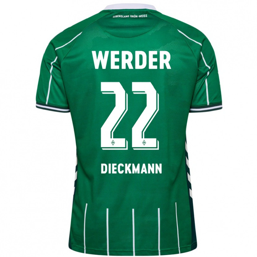 Danxen Mujer Camiseta Rieke Dieckmann #22 Verde Blanco 1ª Equipación 2025/26 La Camisa