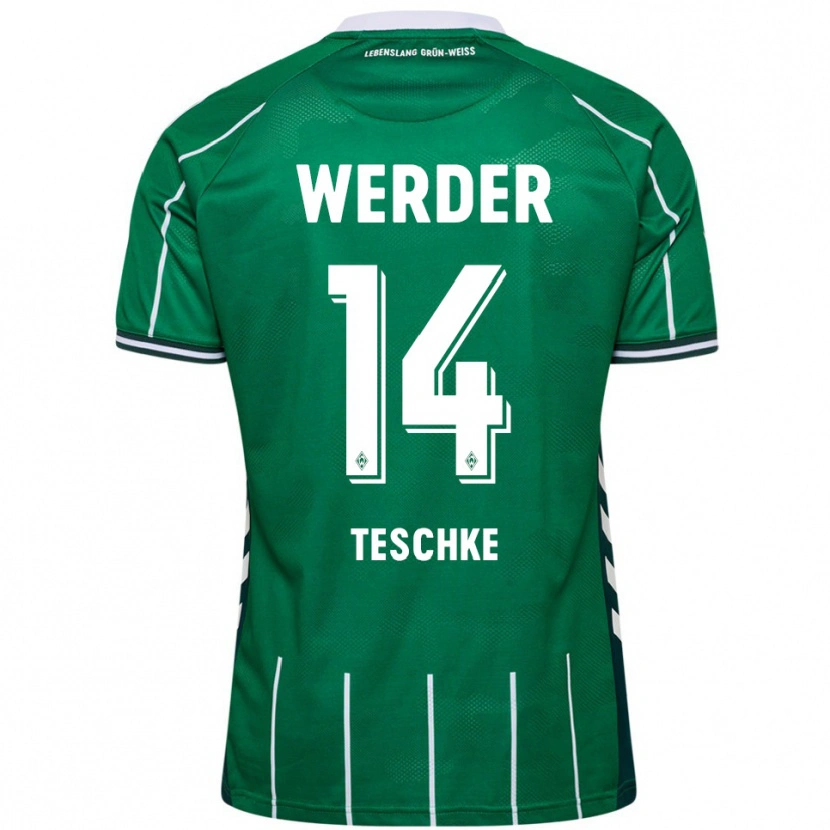 Danxen Mujer Camiseta Tim Teschke #14 Verde Blanco 1ª Equipación 2025/26 La Camisa
