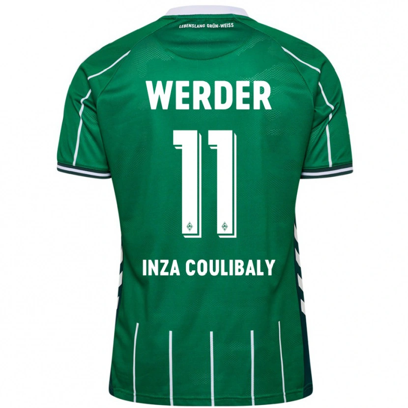 Danxen Mujer Camiseta Ben Inza Coulibaly #11 Verde Blanco 1ª Equipación 2025/26 La Camisa