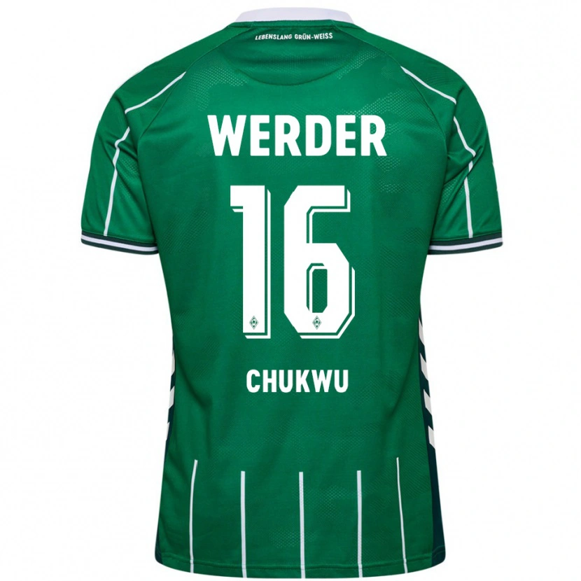 Danxen Mujer Camiseta Emmanuel Chukwu #16 Verde Blanco 1ª Equipación 2025/26 La Camisa