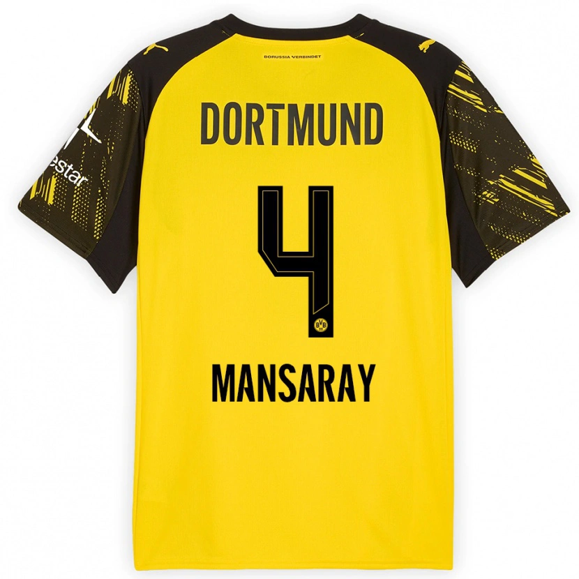Danxen Mujer Camiseta Ismael Mansaray #4 Amarillo Negro 1ª Equipación 2025/26 La Camisa