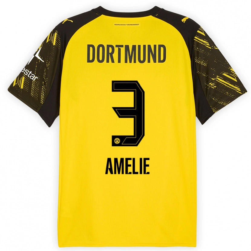 Danxen Mujer Camiseta Berger Amelie #3 Amarillo Negro 1ª Equipación 2025/26 La Camisa