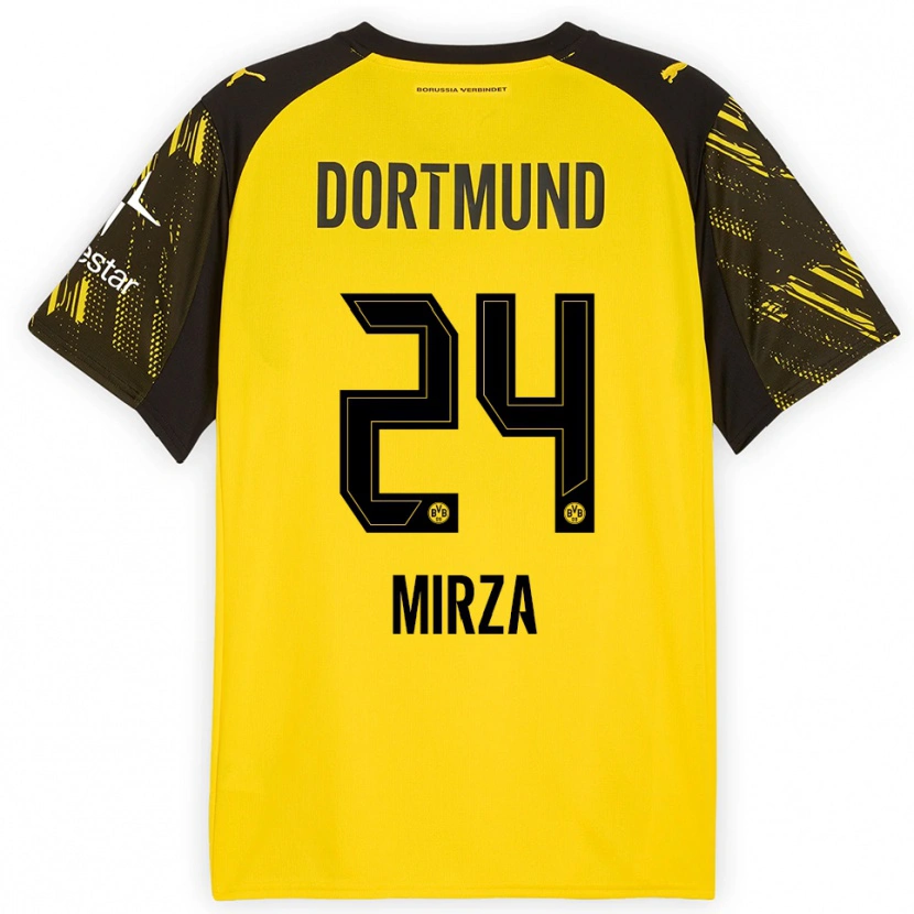 Danxen Mujer Camiseta Marwan-Omir Mirza #24 Amarillo Negro 1ª Equipación 2025/26 La Camisa