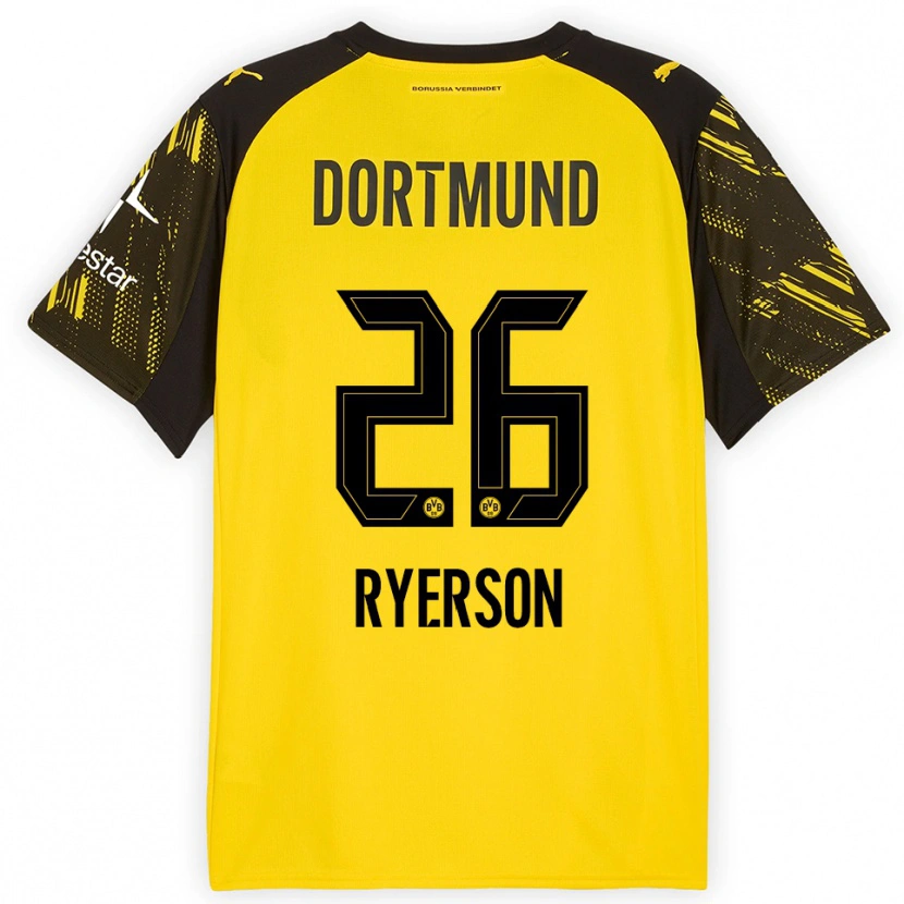 Danxen Mujer Camiseta Julian Ryerson #26 Amarillo Negro 1ª Equipación 2025/26 La Camisa