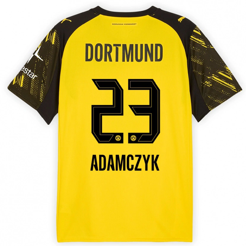 Danxen Mujer Camiseta Nico Adamczyk #23 Amarillo Negro 1ª Equipación 2025/26 La Camisa