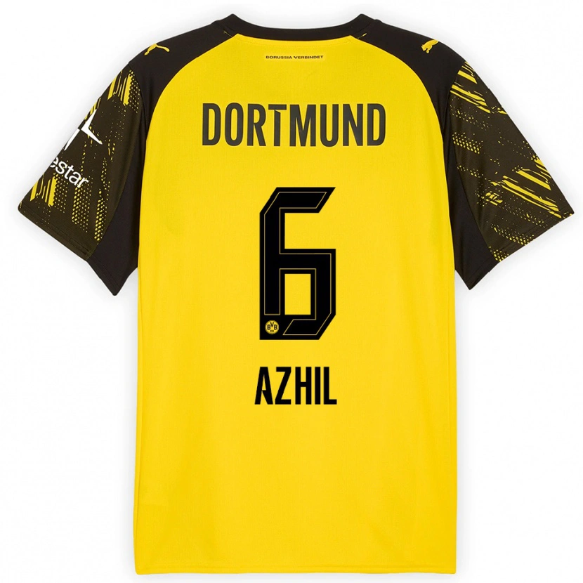 Danxen Mujer Camiseta Ayman Azhil #6 Amarillo Negro 1ª Equipación 2025/26 La Camisa