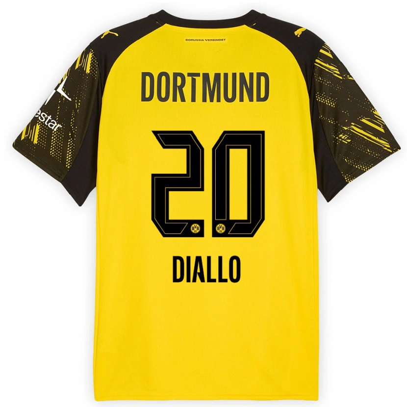 Danxen Mujer Camiseta Ousmane Diallo #20 Amarillo Negro 1ª Equipación 2025/26 La Camisa