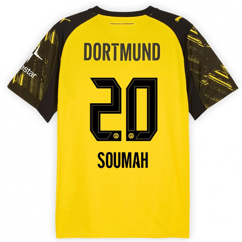 Danxen Mujer Camiseta Moussa Soumah #20 Amarillo Negro 1ª Equipación 2025/26 La Camisa