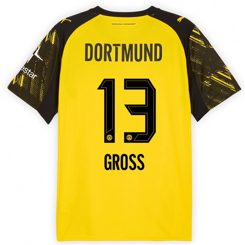 Danxen Mujer Camiseta Pascal Groß #13 Amarillo Negro 1ª Equipación 2025/26 La Camisa