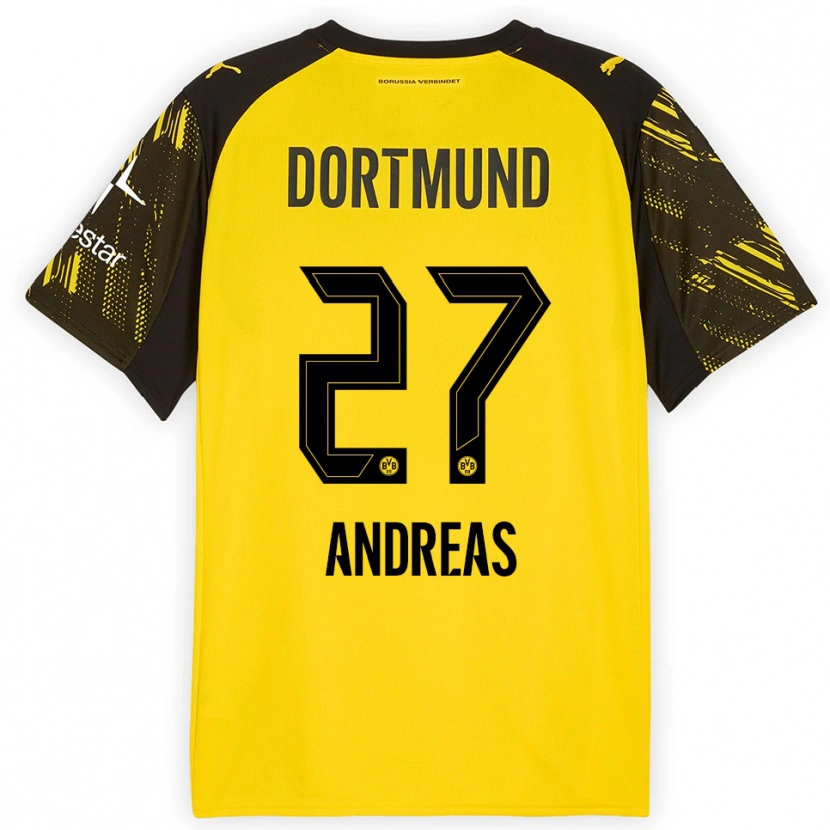 Danxen Mujer Camiseta Kuno Andreas #27 Amarillo Negro 1ª Equipación 2025/26 La Camisa