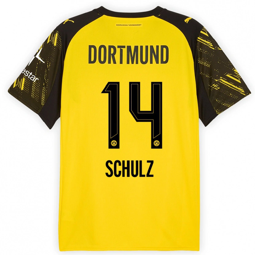 Danxen Mujer Camiseta Nico Schulz #14 Amarillo Negro 1ª Equipación 2025/26 La Camisa