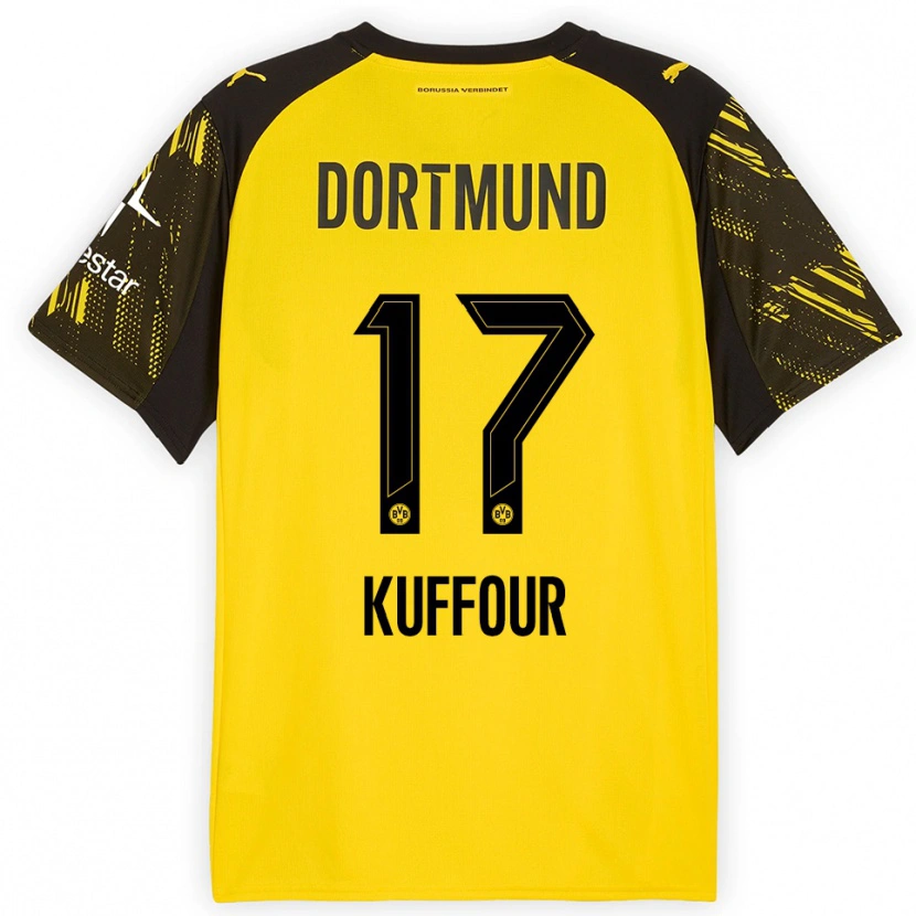 Danxen Mujer Camiseta Lloyd-Addo Kuffour #17 Amarillo Negro 1ª Equipación 2025/26 La Camisa