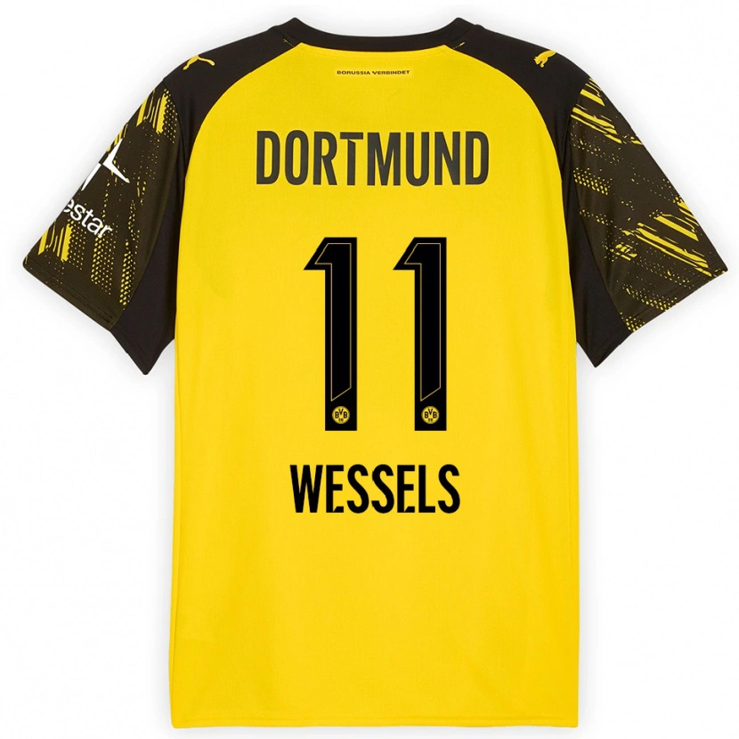 Danxen Mujer Camiseta Arne Wessels #11 Amarillo Negro 1ª Equipación 2025/26 La Camisa