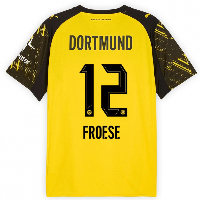 Danxen Mujer Camiseta Julien Froese #12 Amarillo Negro 1ª Equipación 2025/26 La Camisa