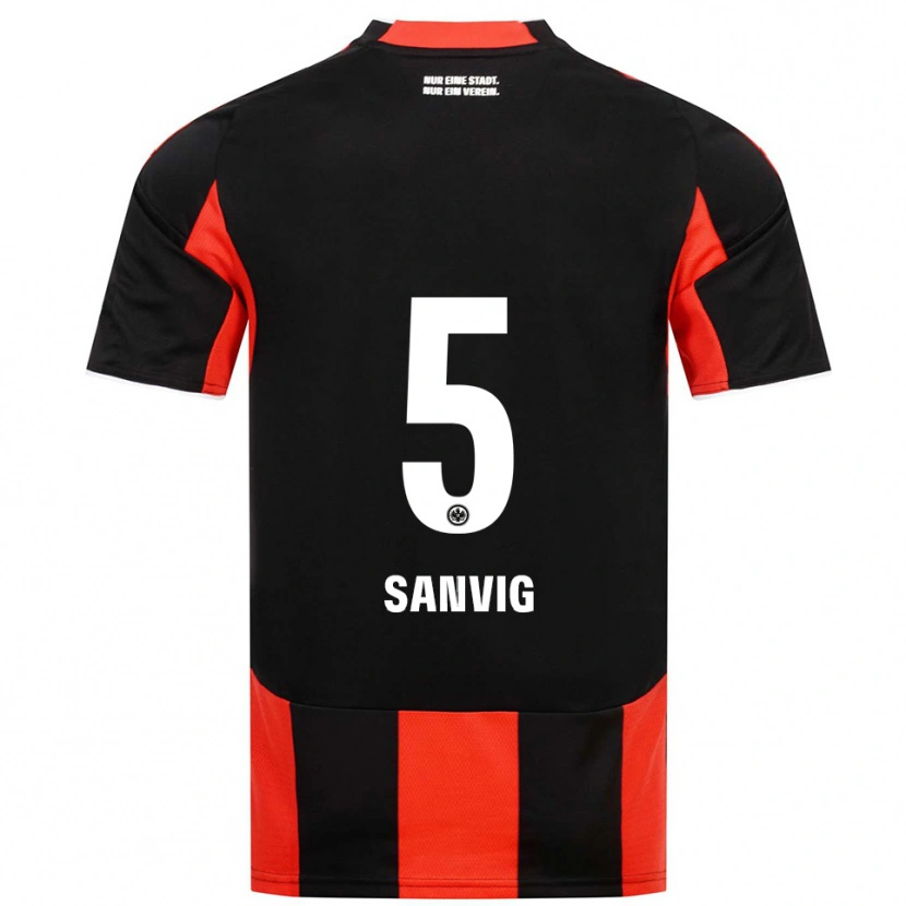 Danxen Mujer Camiseta Pernille Sanvig #5 Negro Rojo 1ª Equipación 2025/26 La Camisa