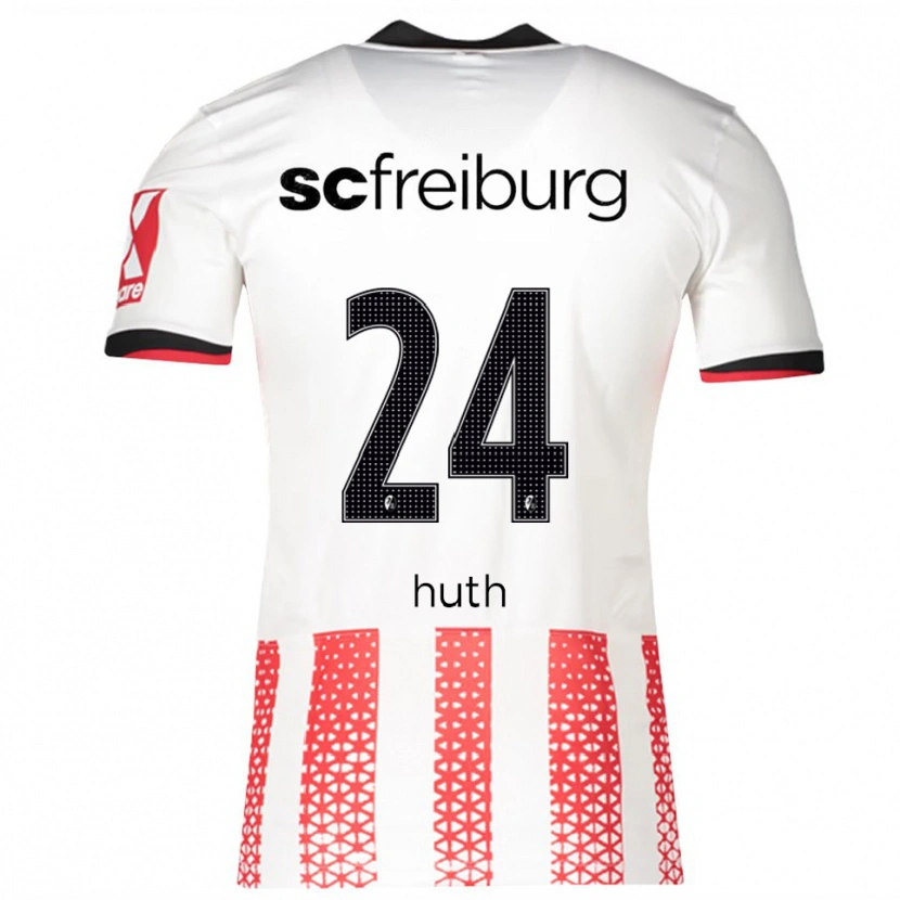 Danxen Mujer Camiseta Jannik Huth #24 Blanco Rojo 1ª Equipación 2025/26 La Camisa