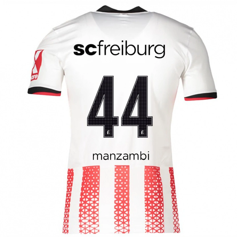 Danxen Mujer Camiseta Johan Manzambi #44 Blanco Rojo 1ª Equipación 2025/26 La Camisa