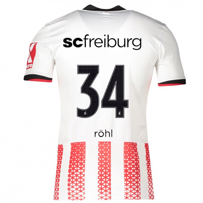 Danxen Mujer Camiseta Merlin Röhl #34 Blanco Rojo 1ª Equipación 2025/26 La Camisa