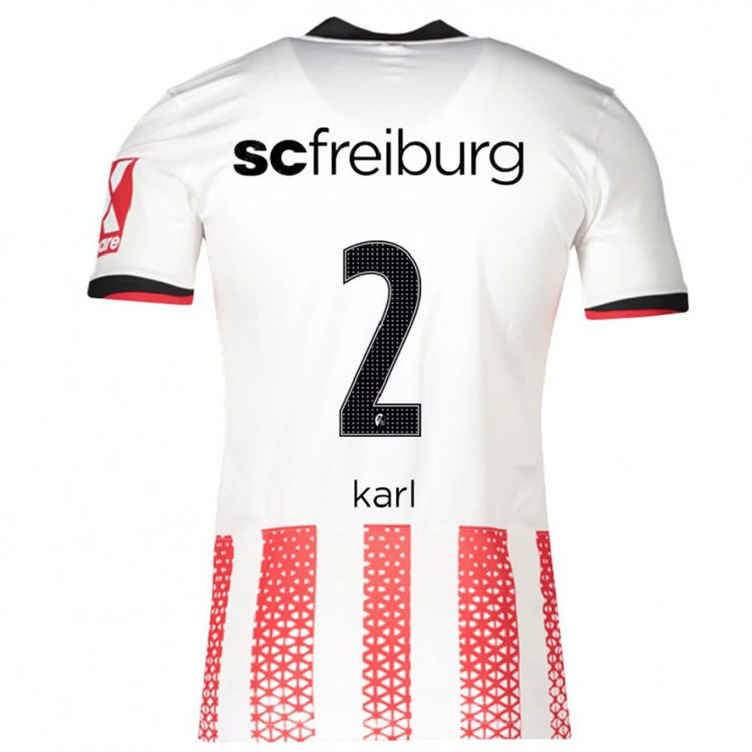 Danxen Mujer Camiseta Lisa Karl #2 Blanco Rojo 1ª Equipación 2025/26 La Camisa