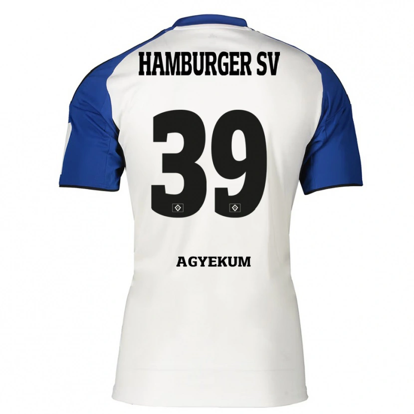 Danxen Mujer Camiseta Joel Agyekum #39 Blanco Azul 1ª Equipación 2025/26 La Camisa