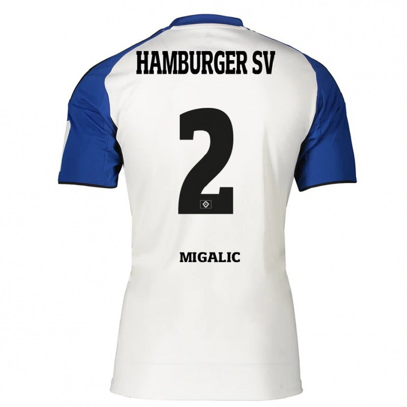 Danxen Mujer Camiseta Dorian Migalic #2 Blanco Azul 1ª Equipación 2025/26 La Camisa