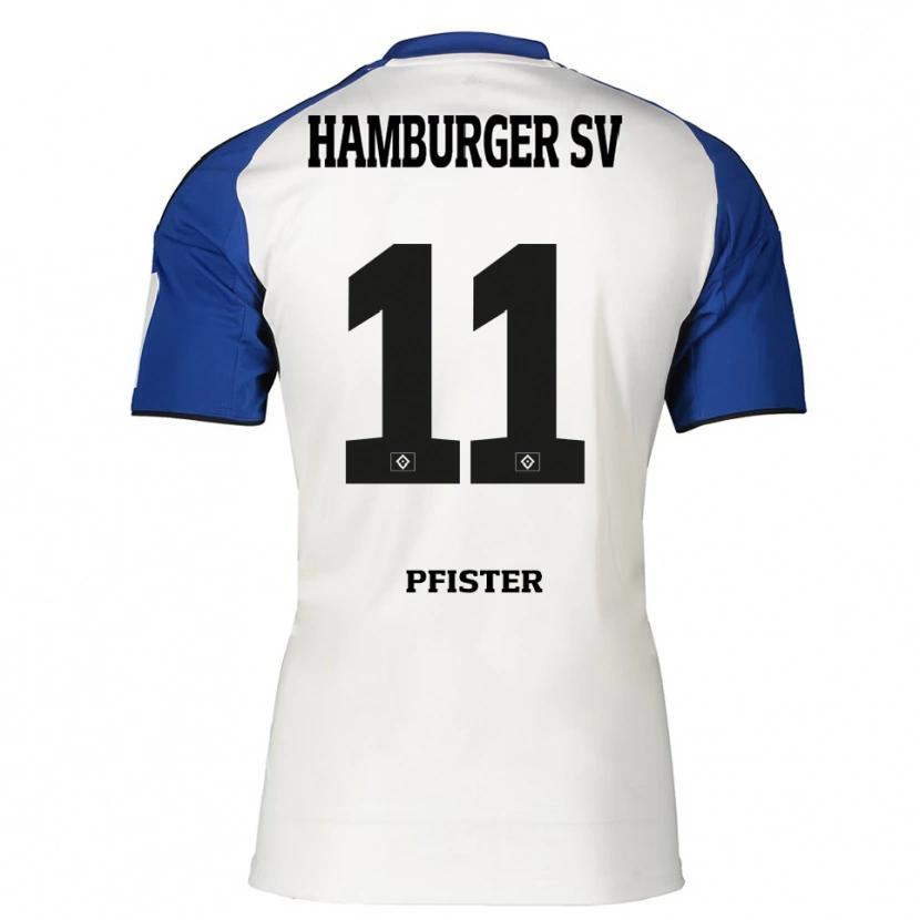 Danxen Mujer Camiseta Edward Pfister #11 Blanco Azul 1ª Equipación 2025/26 La Camisa