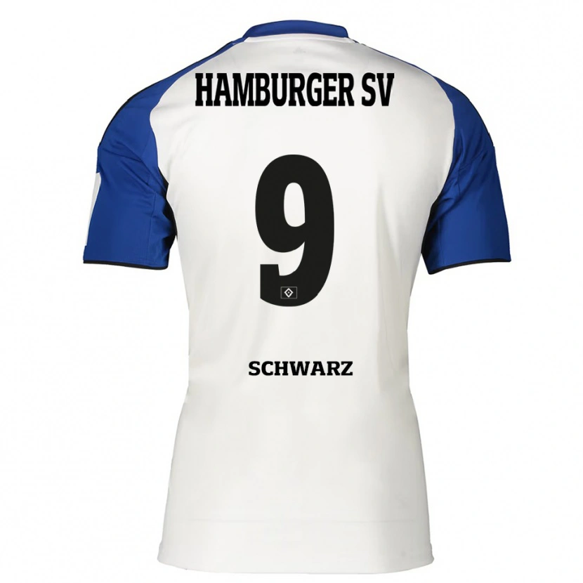 Danxen Mujer Camiseta Rafael Schwarz #9 Blanco Azul 1ª Equipación 2025/26 La Camisa