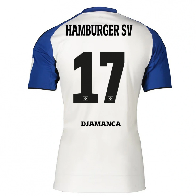 Danxen Mujer Camiseta Ismaila Djamanca #17 Blanco Azul 1ª Equipación 2025/26 La Camisa