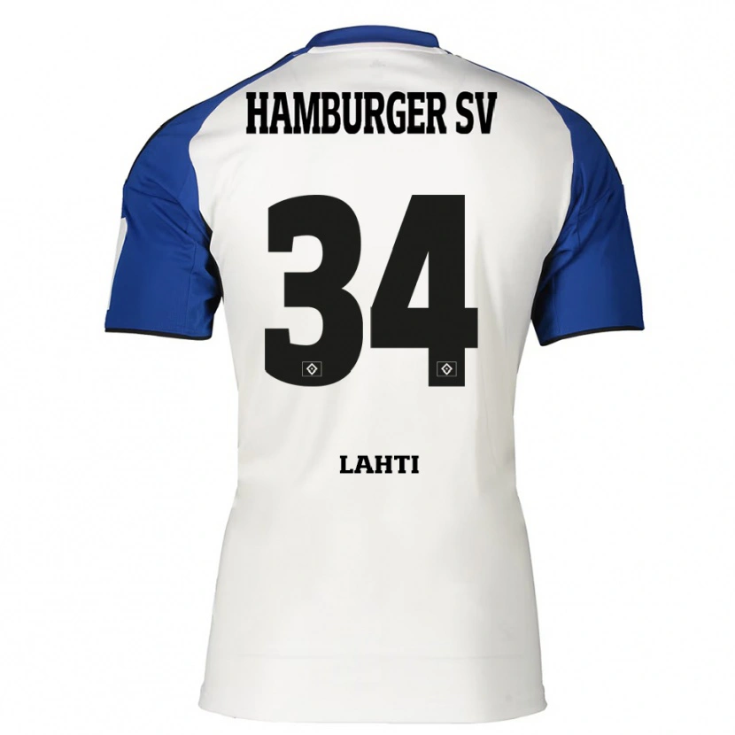 Danxen Mujer Camiseta Elias Lahti #34 Blanco Azul 1ª Equipación 2025/26 La Camisa