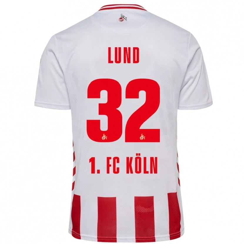 Danxen Mujer Camiseta Kristoffer Lund #32 Blanco Rojo 1ª Equipación 2025/26 La Camisa
