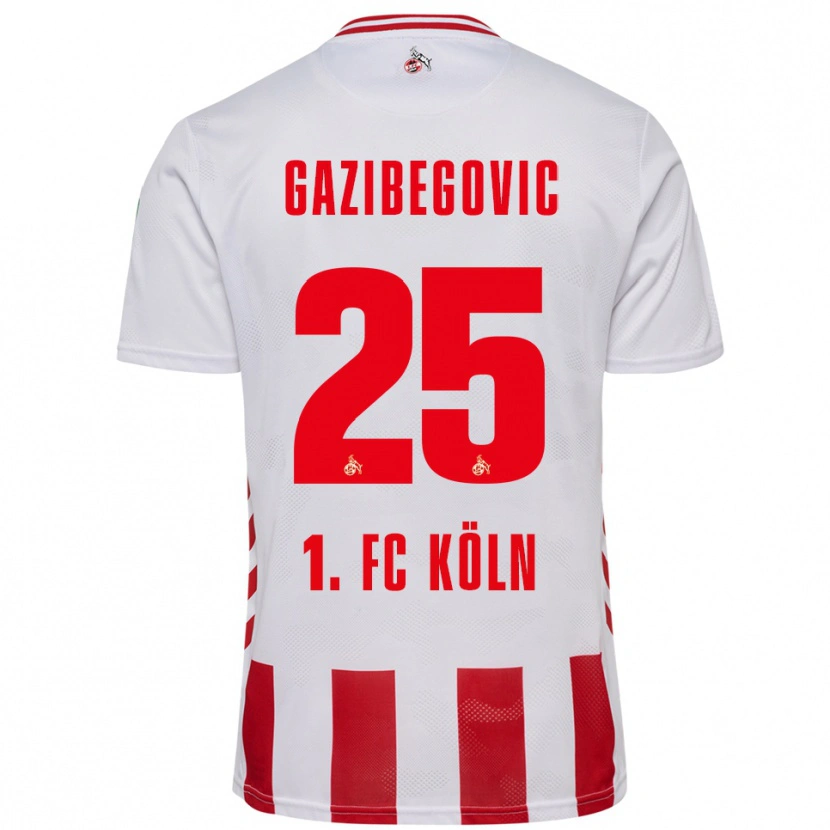 Danxen Mujer Camiseta Jusuf Gazibegovic #25 Blanco Rojo 1ª Equipación 2025/26 La Camisa