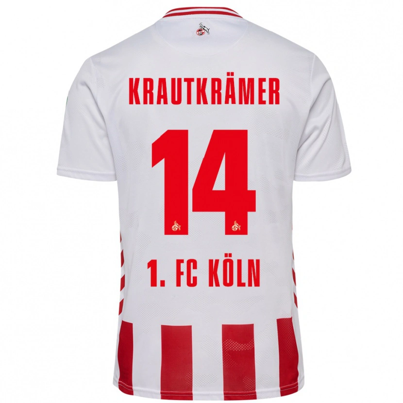 Danxen Mujer Camiseta Jakob Krautkrämer #14 Blanco Rojo 1ª Equipación 2025/26 La Camisa