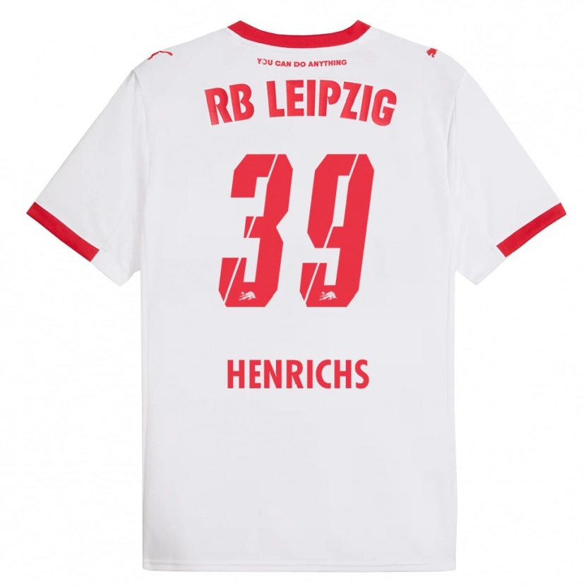 Danxen Mujer Camiseta Benjamin Henrichs #39 Blanco Rojo 1ª Equipación 2025/26 La Camisa