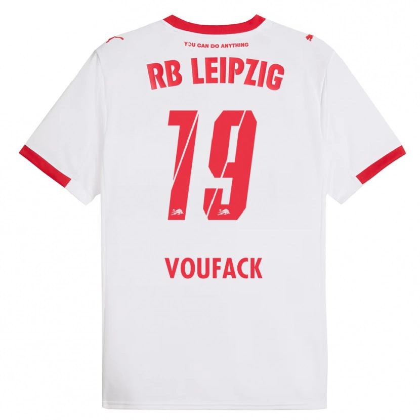 Danxen Mujer Camiseta Lionel Voufack #19 Blanco Rojo 1ª Equipación 2025/26 La Camisa