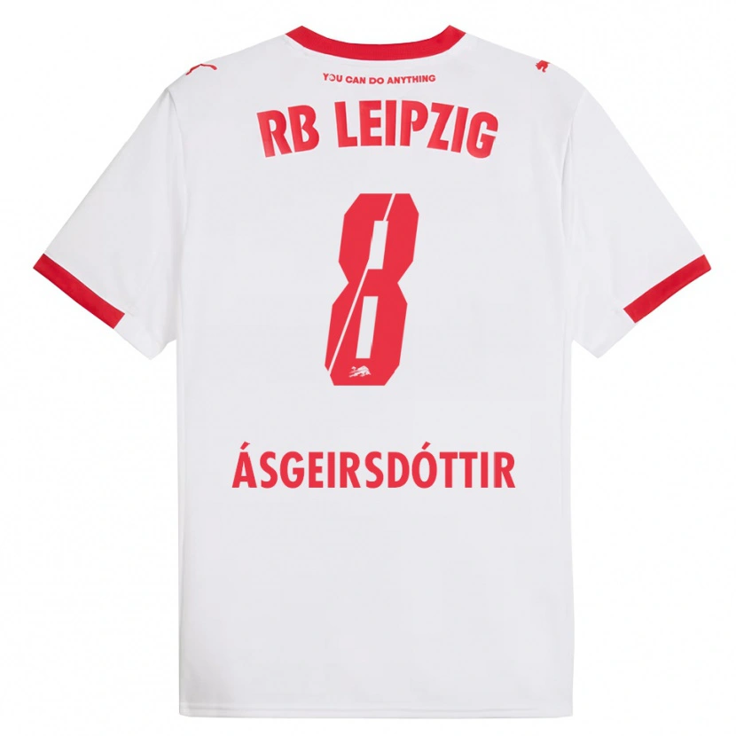 Danxen Mujer Camiseta Emilía Kiær Ásgeirsdóttir #8 Blanco Rojo 1ª Equipación 2025/26 La Camisa