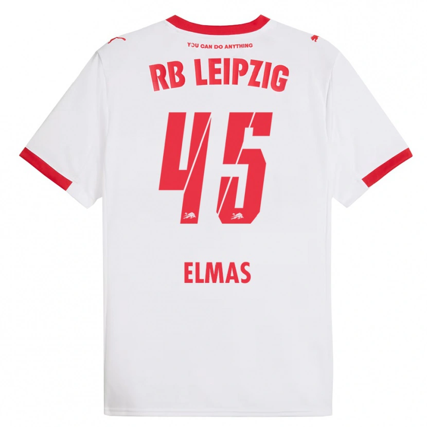 Danxen Mujer Camiseta Eljif Elmas #45 Blanco Rojo 1ª Equipación 2025/26 La Camisa