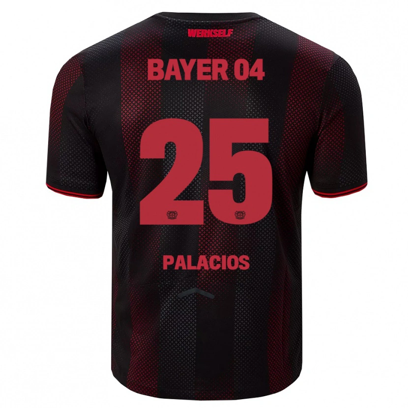 Danxen Mujer Camiseta Exequiel Palacios #25 Negro Rojo 1ª Equipación 2025/26 La Camisa