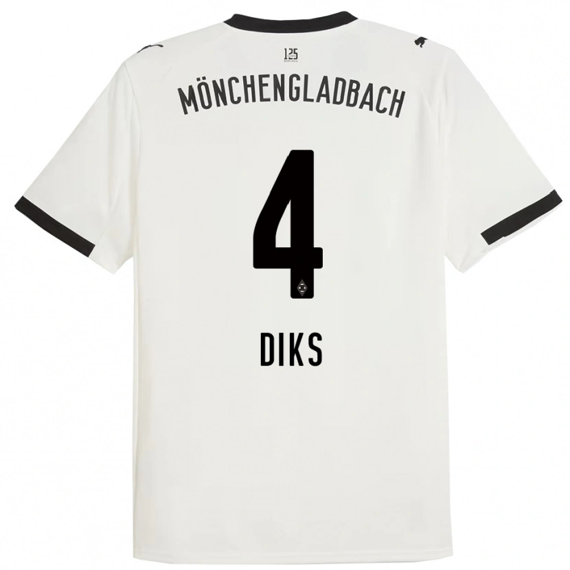 Danxen Mujer Camiseta Kevin Diks #4 Blanco Negro 1ª Equipación 2025/26 La Camisa