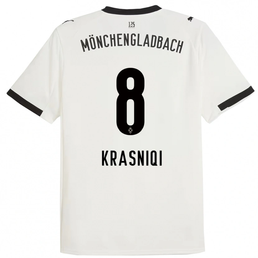 Danxen Mujer Camiseta Engjell Krasniqi #8 Blanco Negro 1ª Equipación 2025/26 La Camisa