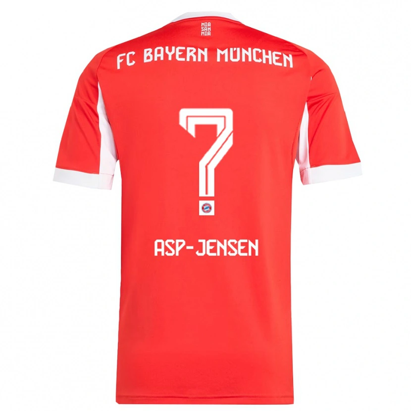 Danxen Mujer Camiseta Jonathan Asp-Jensen #0 Rojo Blanco 1ª Equipación 2025/26 La Camisa