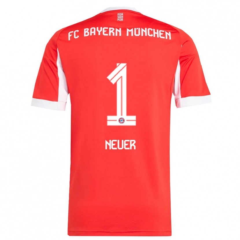 Danxen Mujer Camiseta Manuel Neuer #1 Rojo Blanco 1ª Equipación 2025/26 La Camisa